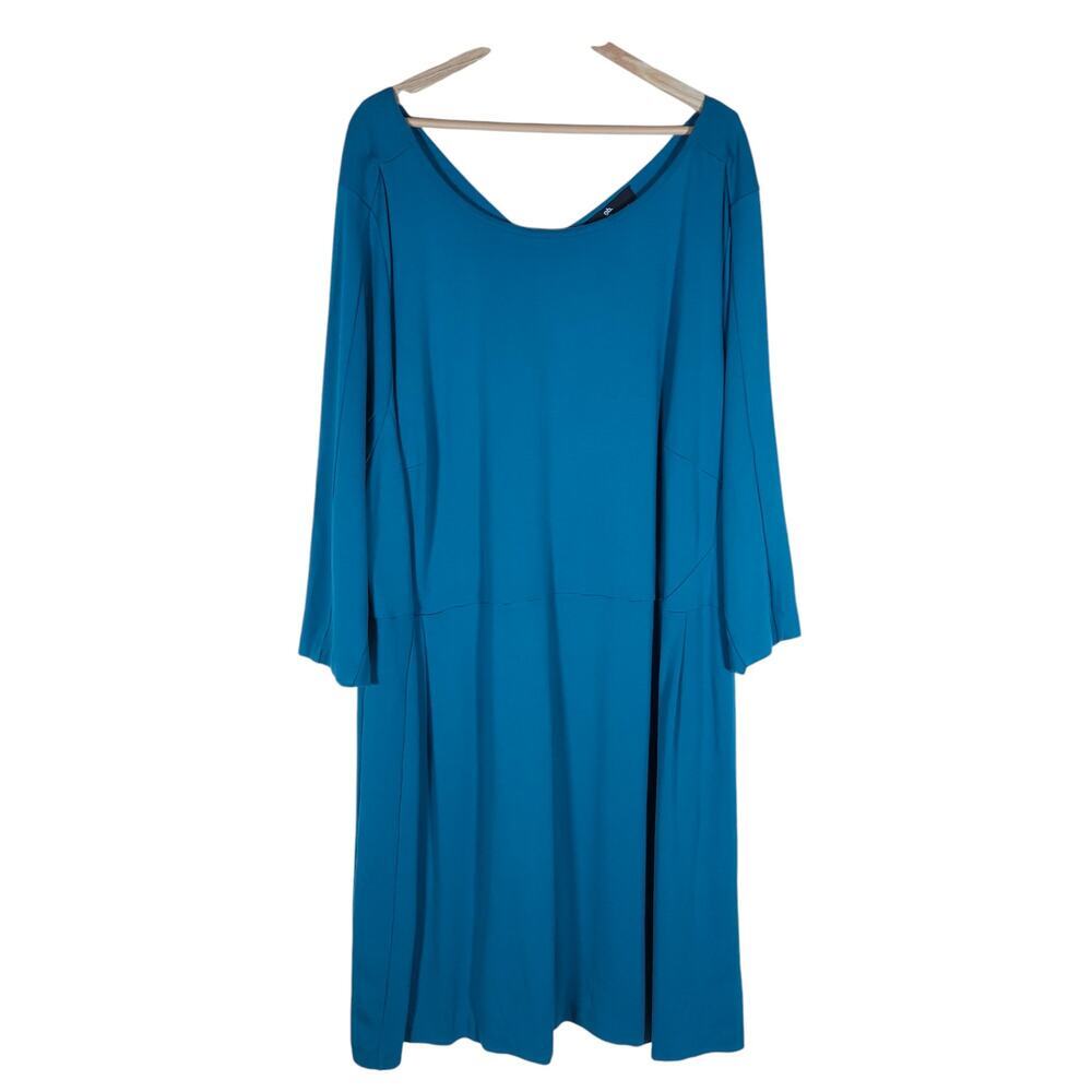 GB X Amanda Uprichard Womens Dress 4X Blue Long Sleeve Scoop Neck Minimalist